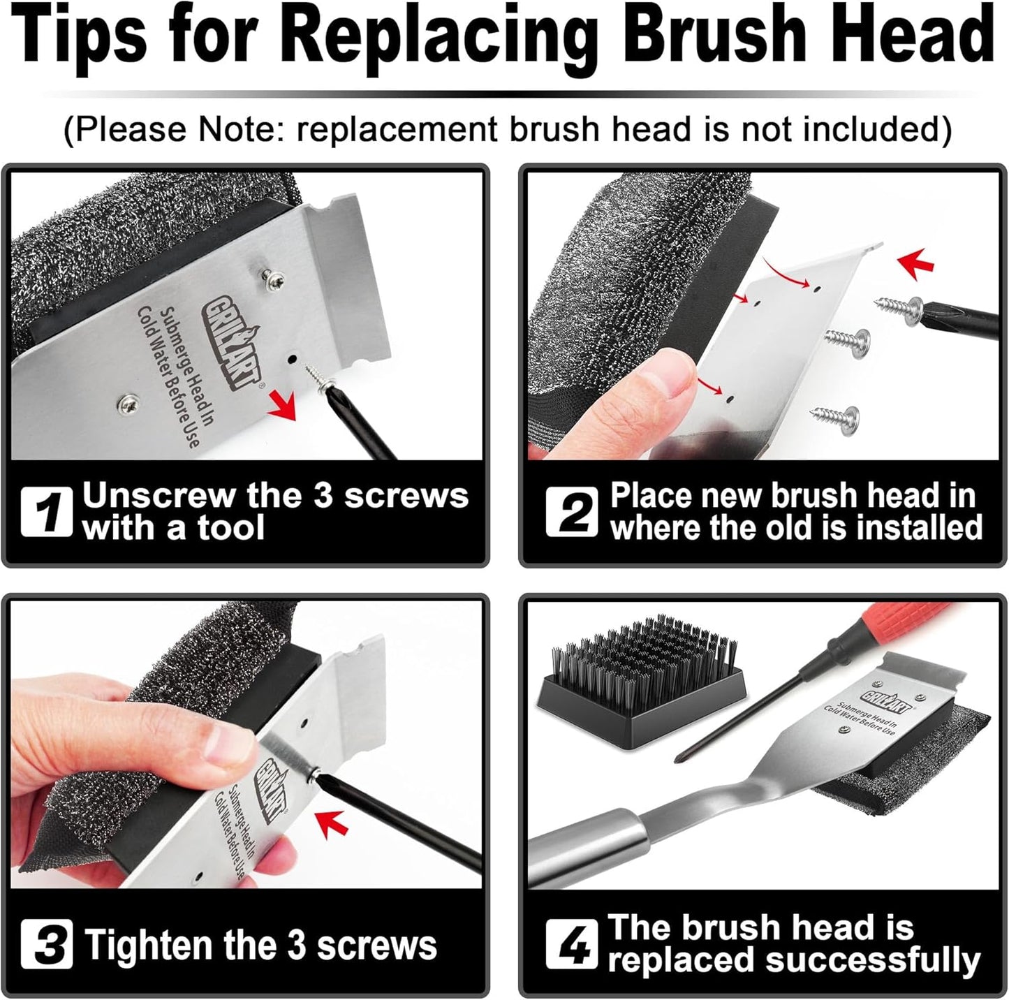 GRILLART Grill Brush and Scraper, Wire BBQ Grill Brush for Outdoor Grill, 16.5” Grill Cleaning Brush BBQ Grill Accessories, Safe Grill Cleaner Brush-Ideal Gift for Men/Dad BBQ Brush for Grill Cleaning