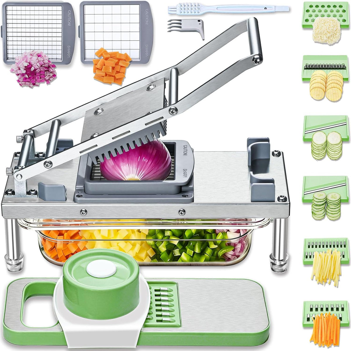 Vegetable Chopper Veggie Cutter Onion Food Dicer with Container 8 Blades