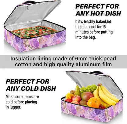 Casserole Carriers for Hot or Cold Food Reusable Casserole Dish Carrier Insulated Thermal Large Capacity Durable Perfect for Party Camping Family Gatherings Yellow Fish - Colors B