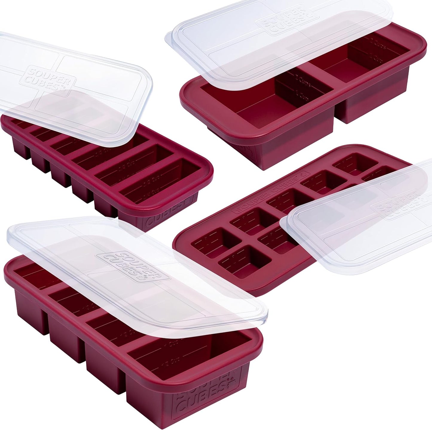 Souper Cubes Silicone Freezer Molds Gift Set, Kale | 2 Tbsp, 1/2 Cup, 1 Cup and 2 Cup Silicone Molds for Food Set, Perfect for Freezing Soup, Grains, Proteins, Herbs and More