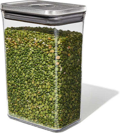 OXO Steel POP Container Big Medium Square - 4.4 Qt for Flour, Sugar and More,Grey