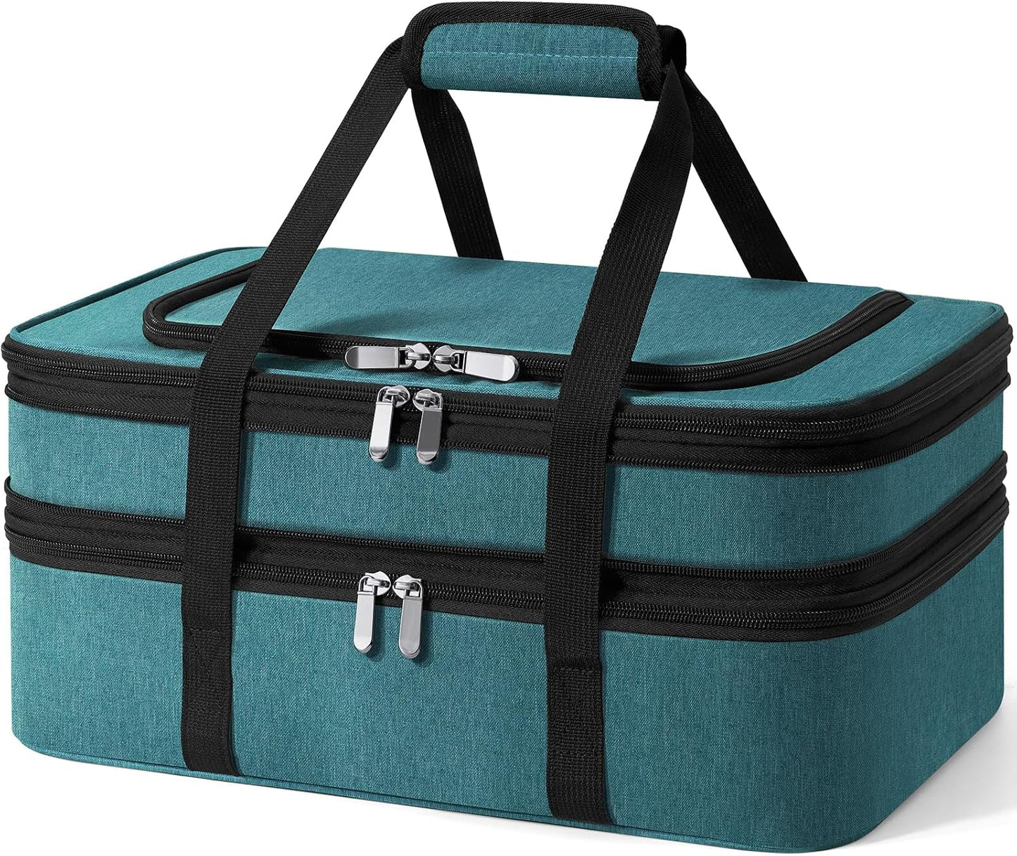Double Insulated Casserole Carrier - Portable Casserole Carriers for Hot or Cold Food Lunch Tote Warmer or Cooler Bag for Potluck Parties Picnic Cookouts, Fits 9" x 13" Baking Dish - Grey