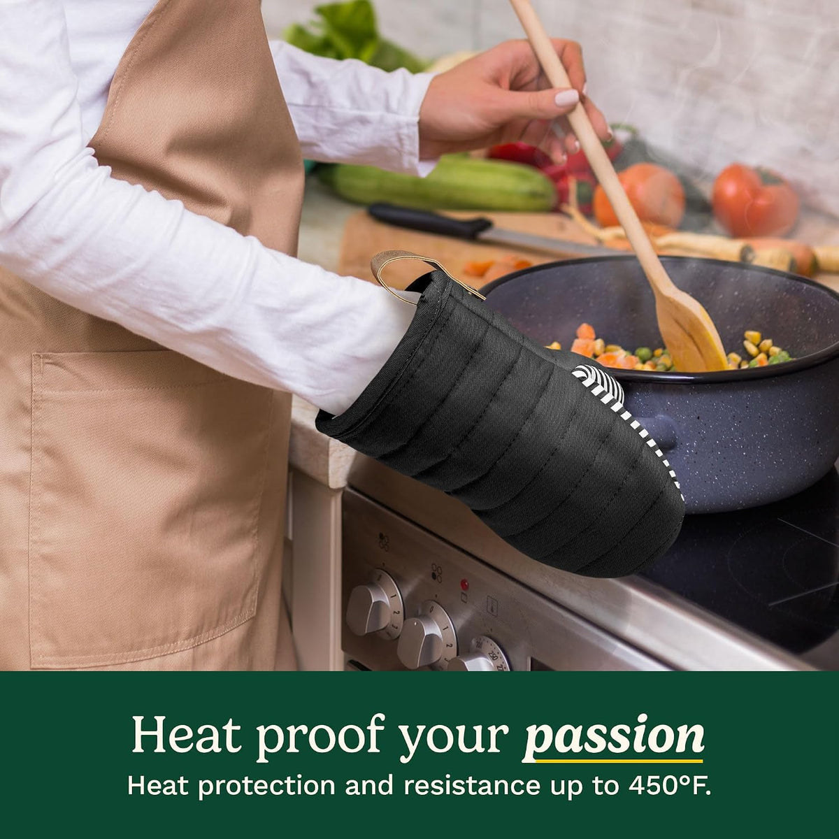 Cuisinart Mini Oven Mitts, 2-Pack 5.5"x8", Printed Silicone, 450F