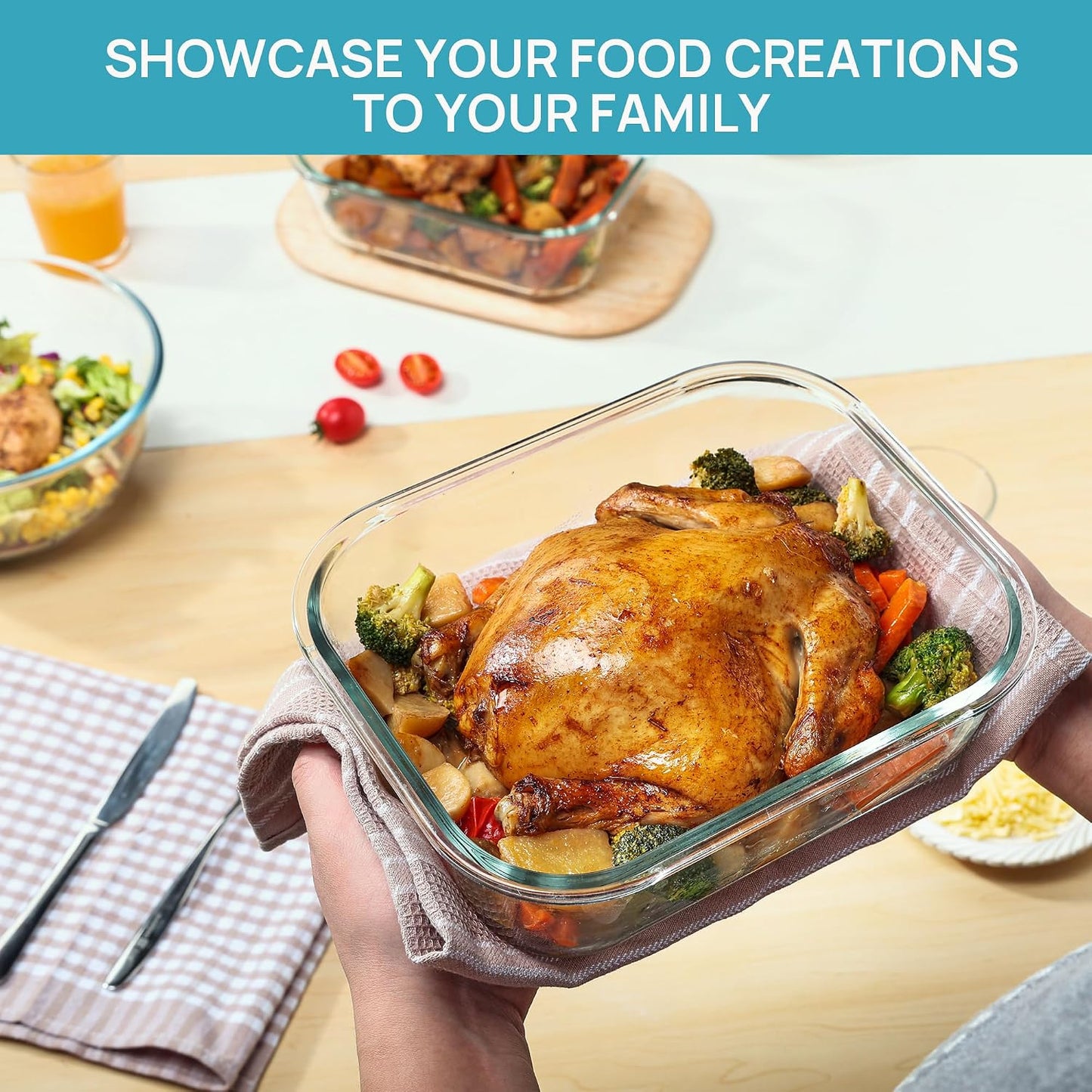 Vtopmart 2Pack 1860ml/63oz Large Glass Storage Containers with Lids, Meal Prep Food Container Set with Snap Airtight Lid for Baking, Microwave, Oven, Leak Proof, for Freezer, Dishwasher, Grey