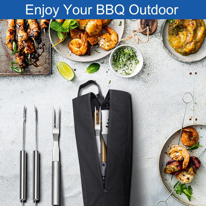 BBQ Tool Storage Bag, Heavy Duty Tools Bag, 600D Oxford Cloth, Outdoor Grill Accessories Bag for Camping Picnic Trip (22X5X8Inch)