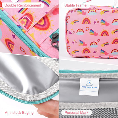 Genteen Lunch Box Kids, Insulated Lunch Bag Kids Boys Girls Back to School, Soft Lunch Box for Men Reusable Lunchbox for Office,Outdoor,School (Black)