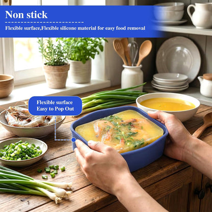 Keneaoeo 6 Pcs 2 Cup Silicone Freezer Molds Freezer Tray with Lid Reusable Food Storage Containers for Soups Sauces Stews Meal Prep, Bpa Free, Microwave & Dishwasher Safe