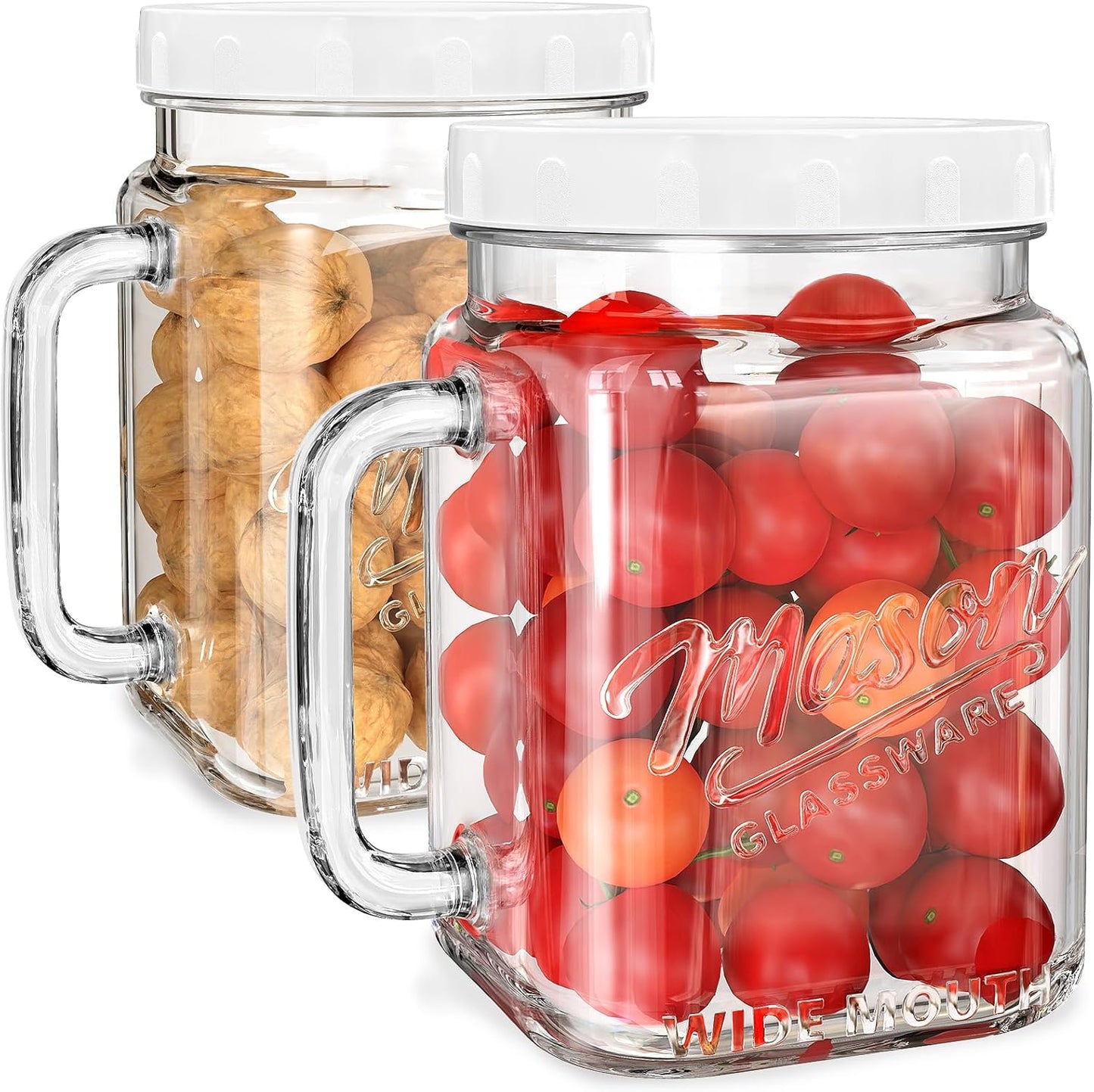 Folinstall 74 oz/2160 ml Glass Jar with Lid, Wide Mouth Airtight Glass Storage Jar, Quart Pantry Organization Mason Jar For Fridge, Food Storage Container For Sugar, Flour, Pickle, Coffee, Candy