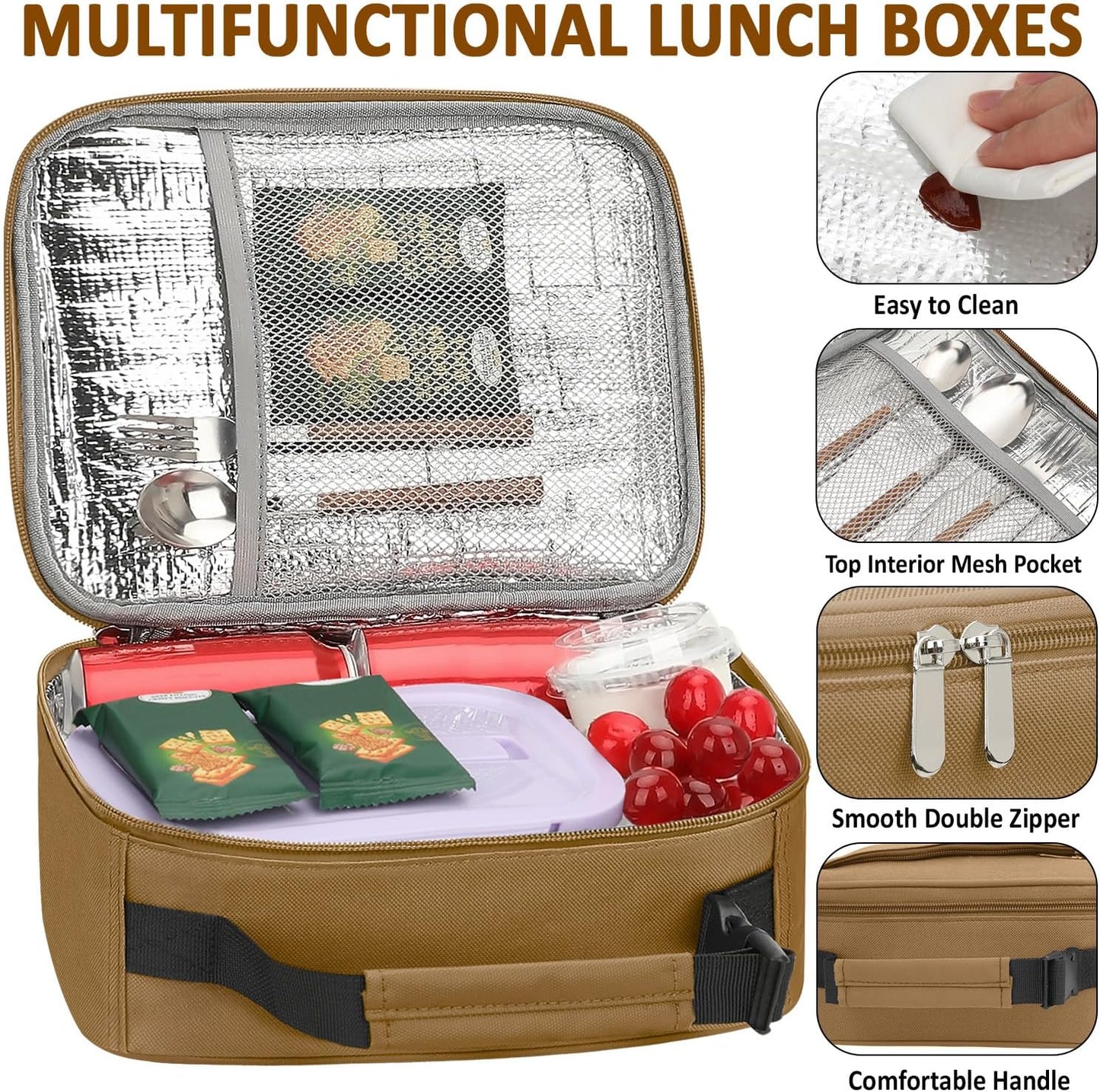 Lunch Box Kids Insulated Lunch Bag for Boys Girls Cute Reusable Lunch Tote Bag Waterproof Portable Thermal Lunch Box Kids for School Picnic Travel Black