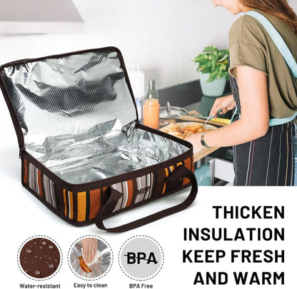 MIER Insulated Casserole Carrier for Hot or Cold Food Thermal Food Carrier Bag for Lasagna Potluck Parties Picnic Cookouts, Fits 9"x13" Baking Dish/Foil Pan, Red