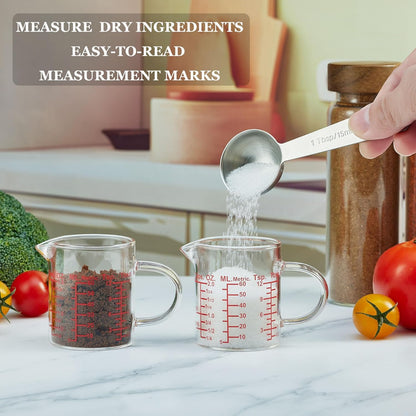 Ackers BORO3.3 Measure Glass -[Insulated handle | V-Shaped Spout]-Made of High Borosilicate Glass Measuring for Kitchen or Restaurant, Easy to Read, 60 ML (2 Oz) 丨(2 Pack)