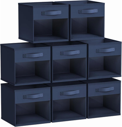 DIMJ Storage Cubes, 11x 11 inch Cube Storage Bin, 6 Pack Closet organizers and storage Bins with Window, Collapsible Baskets with Handle for Shelves, Clothes, Toys, Books (Grey)