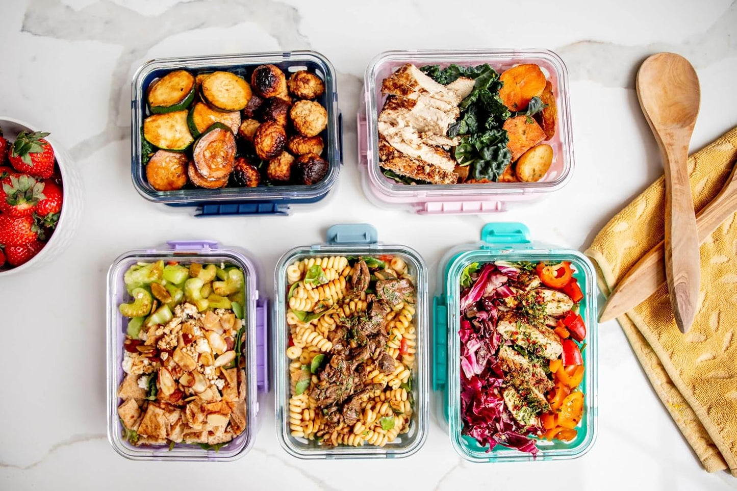 3.4 Cup 27 Oz Food Storage Meal Prep Container Set, 10 Piece Reusable BPA Free Lunch Containers for Kitchen, Meal Prep