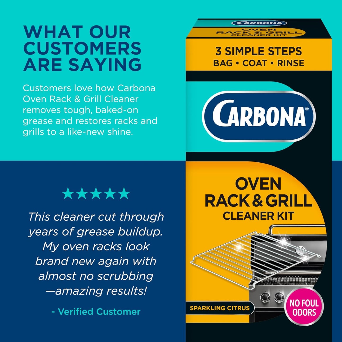 Carbona Oven Rack & Grill Cleaner | Eliminates Thick Grease & Build-Up | Griddle & BBQ Cleaning Solution | 16.8 Fl Oz, 2 Pack