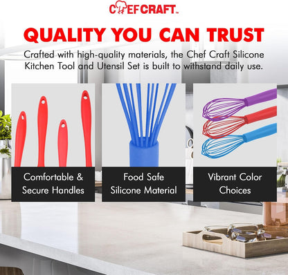 Chef Craft Premium Silicone Wire Cooking Whisk, 10.5 Inch, Red