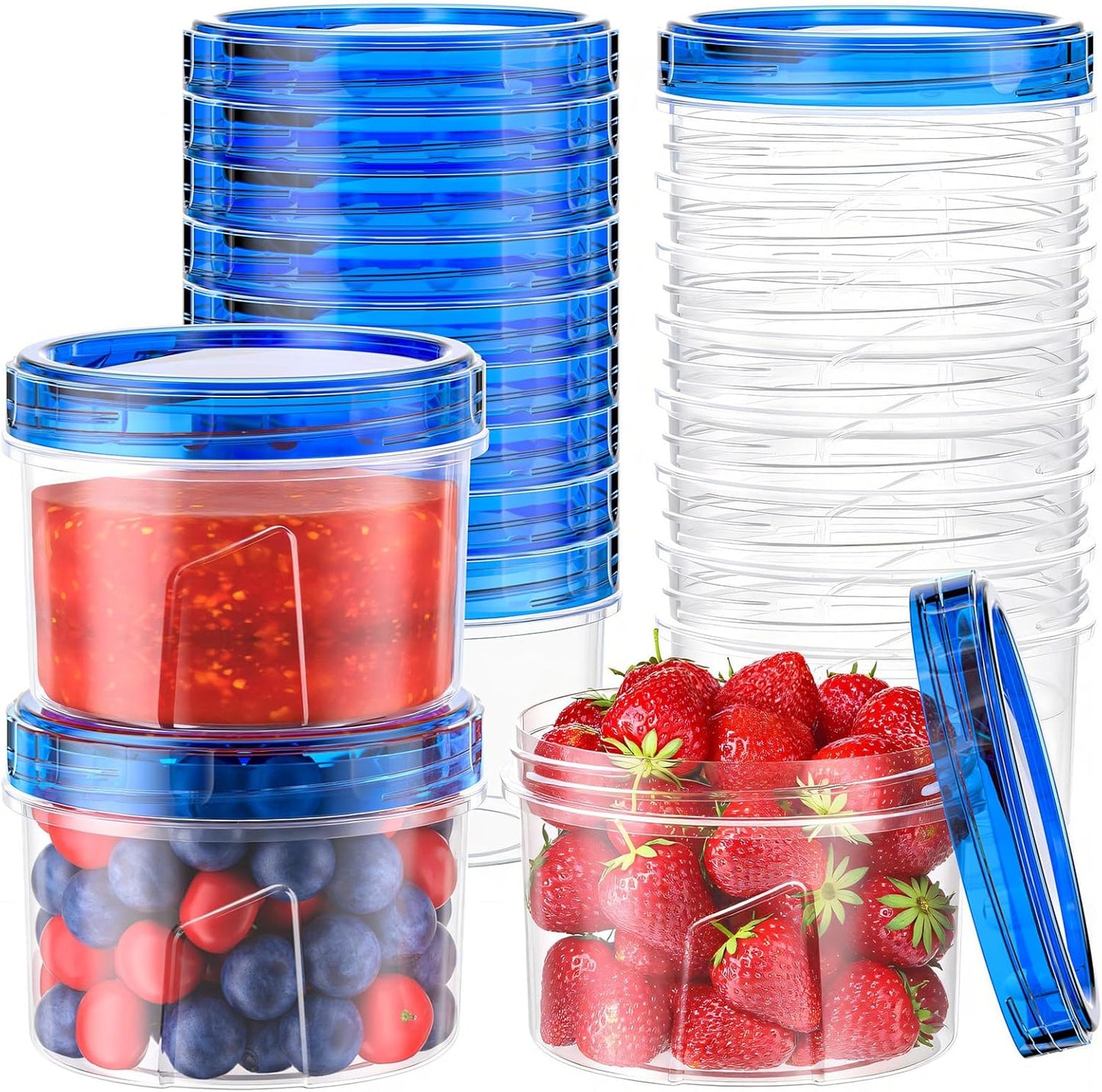 10 Pack-32 OZ Freezer Storage Containers, Small Plastic Food Storage Containers with Twist Top Lids, BPA Free and Reusable Meal Prep Containers Microwave/Dishwasher Safe