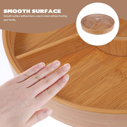 Bamboo Snack Tray with Lid - 4 Compartment Fruit Plate for Serving Dried Fruits, Nuts, Snacks - Wooden Tray for Food Storage Home Use, 11.81 X 11.81 X 1.57 Inches
