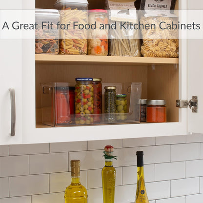 Simplify Rectangular Open Front Organizer Bin | Kitchen Cabinet & Pantry | Fridge Storage | Bathroom | Office Tote | Super Clear