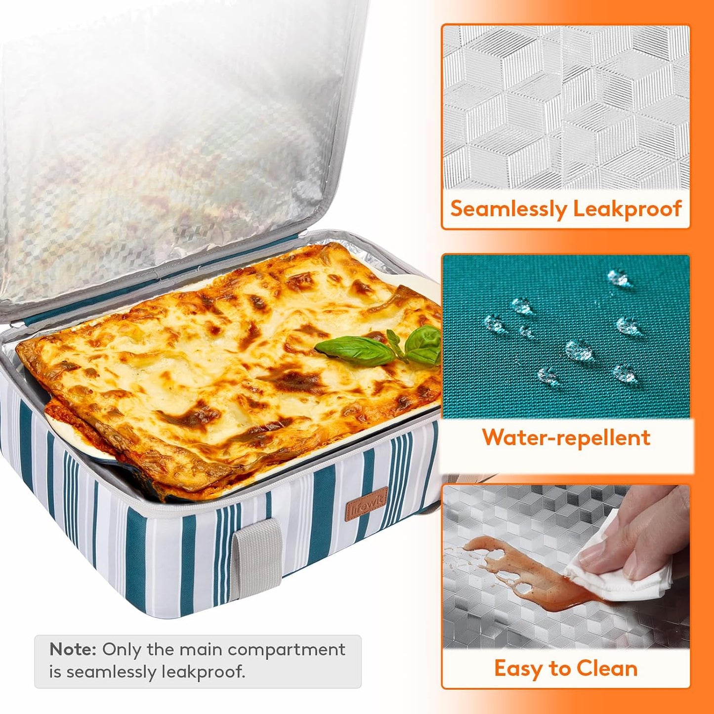 Lifewit Insulated Double Decker Casserole Carrier for Hot or Cold Food, Casserole Dish Carrying Case, Lasagna Holder for Potluck Parties, Picnic and Cookouts, Fits 9"x13" Baking Dish, Grey