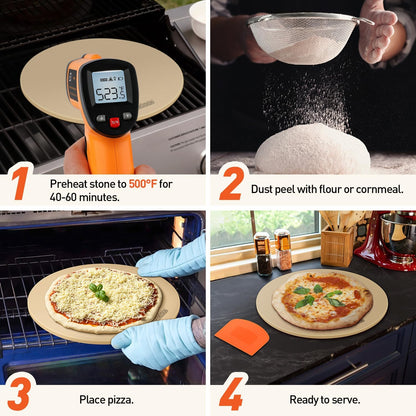 Arcedo Pizza Stone 16 Inch, Round Baking Stone for Bread, Cordierite