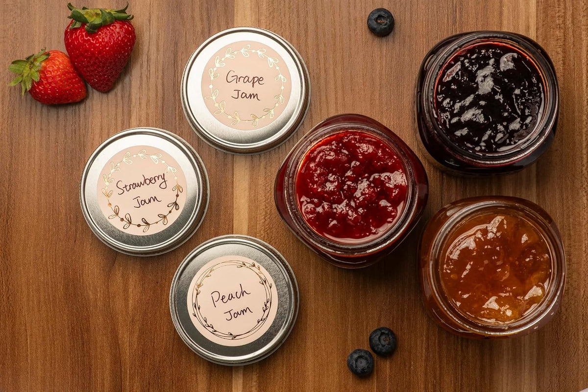 MONEST Waterproof Label Stickers for Jars and Lids, Pantry, Mason Jar, Canning, Spice, Bottle Labels (Red Tulip 2"x3")
