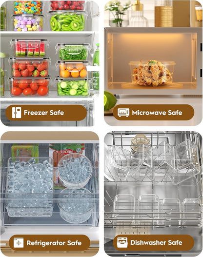 BiuLeon 40 PCS Food Storage Containers with Lids Airtight (20 Containers & 20 Lids), Leakproof Meal Prep for Kitchen Storage, BPA-free, Food-grade, Reusable, Microwave/Dishwasher Safe