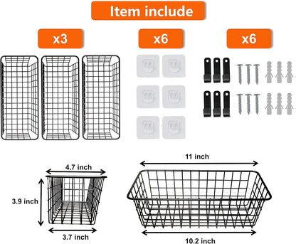 Joben Oligey 3 Set [Extra Large] Hanging Wall Wire Baskets, Farmhouse Food Storage Kitchen Pantry Laundry Closet Garage RV, White