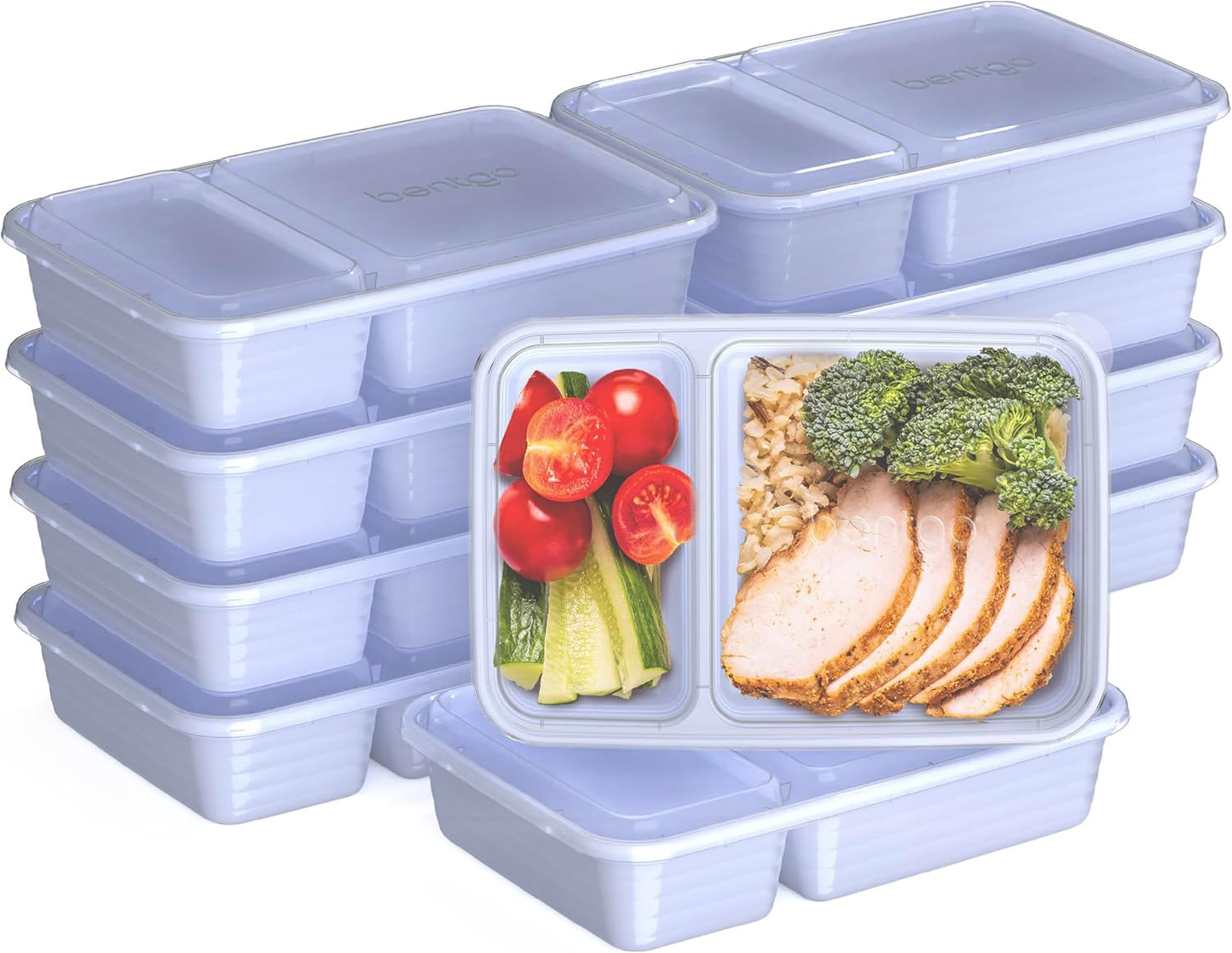 Bentgo Prep - 20-Piece 2-Compartment Reusable Meal Prep Containers with Lids, PFAS & BPA Free Materials, Durable, Microwave, Freezer, & Dishwasher Safe To Go Food Storage (Rose Gold)