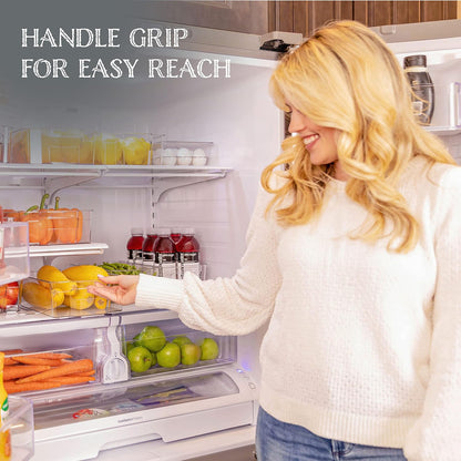 Oizeir 8 Pack Clear Plastic Storage Bins with Handles – Stackable Fridge Organizer Bins for Refrigerator, Freezer, Pantry, Kitchen Cabinet & Cupboard Organization, BPA-Free Acrylic, Transparent