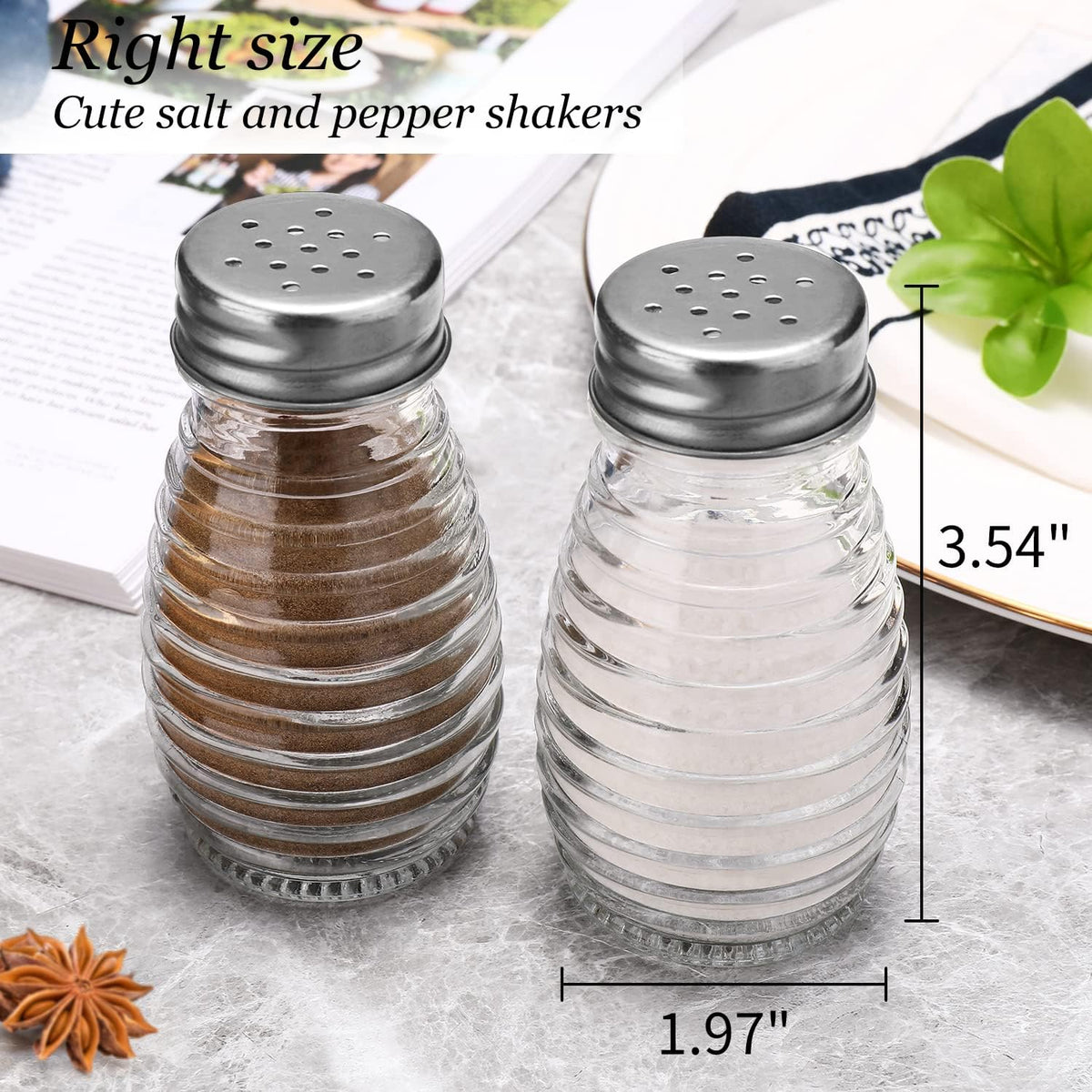 Salt and Pepper Shakers Set,Farmhouse Glass Spice Jars Kitchen Gadgets