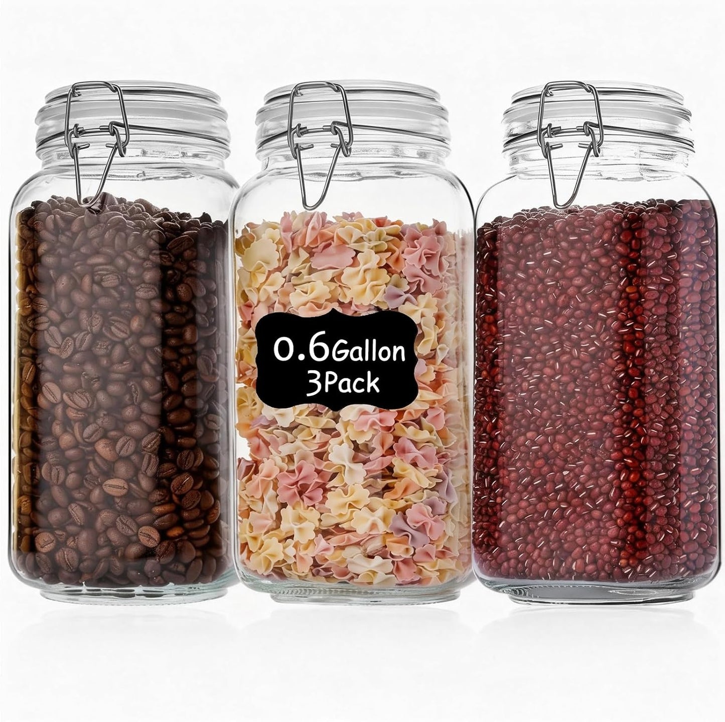 Glass Food Storage Jars 37 oz Set of 6,Glass Storage Containers Clear Glass Food Canister with Bamboo Lid Airtight For Serving Tea, Coffee, Flour, Sugar, Candy, Cookie, Spice and More (Square)