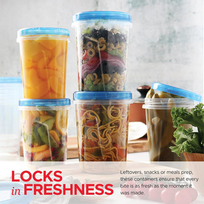 Tafura 10 Pack Leakproof Freezer Containers for Food with Twist Top Lids - 32 Oz BPA Free Reusable Plastic Soup Containers with Screw On Lids - Ideal for Meal Prep, Leftovers & Pantry Organization