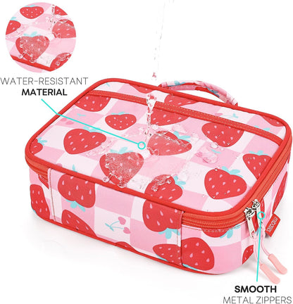 mibasies Kids Lunch Box for Girls Toddler, Insulated and Reusable Lunch Bag for School, Pink Rainbow