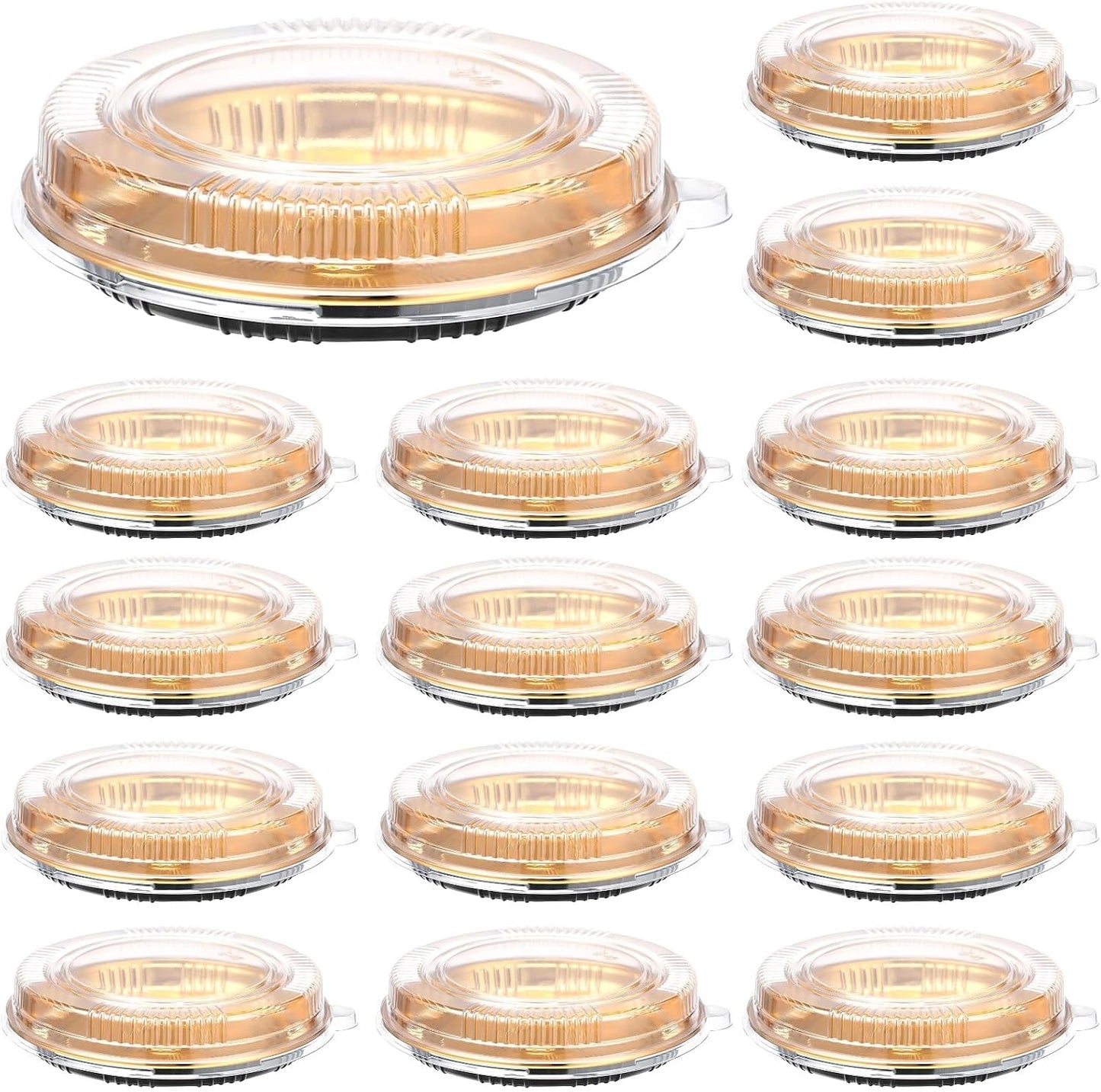 15 PCS Disposable Cake Containers with Lids, 9 Inch Disposable Pie Pans with Lids, Portable Pie and Pizza Containers with Snap-On Dome Covers for Cakes, Salads, and Meal Prep