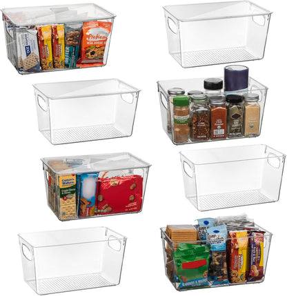 CLEARSPACE Plastic Storage Bins With lids – Perfect Kitchen Fridge Organizer, Pantry Organization, Cabinet Organizers (4 Pack)