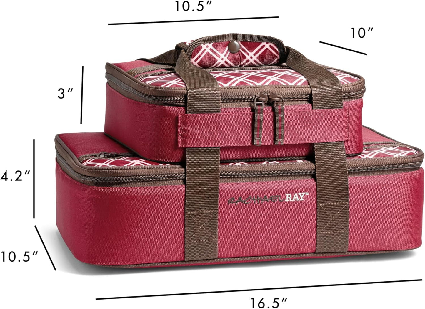 Rachael Ray Lugger Duo, Insulated Casserole Carrier for Hot or Cold Food, Thermal Lasanga Lugger Tote for Pockluck, Parties, Picnic, and Cookouts, Fits 9" x 13" Baking Dish, Sea Salt Grey