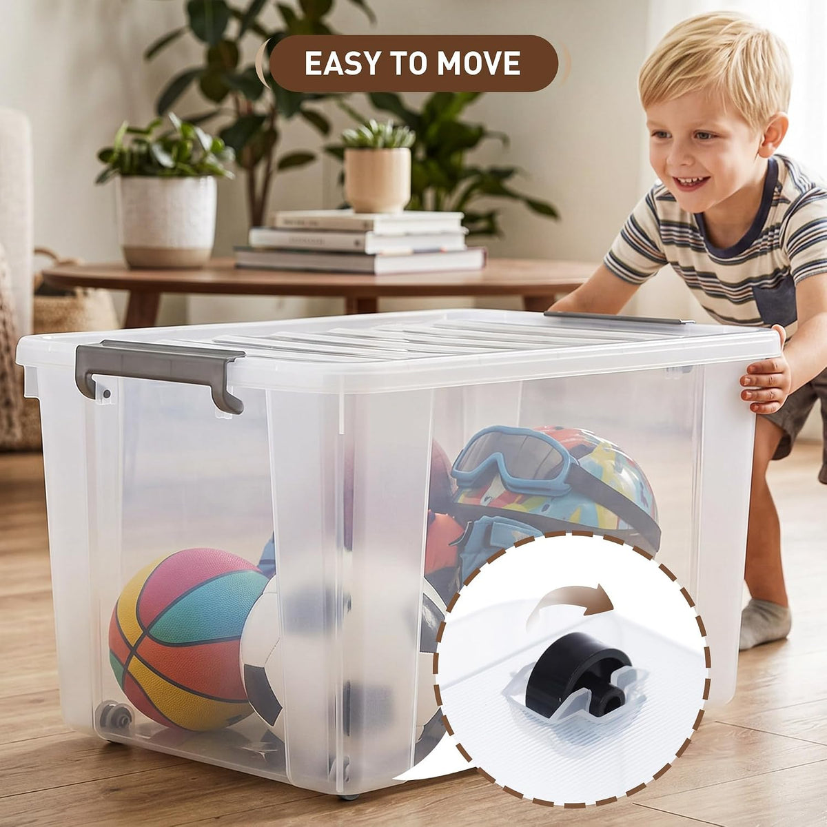 Citylife 32 QT Plastic Storage Bins with Latching Lids Stackable Storage Containers for Organizing Large Clear Storage Box for Garage, Closet, Kitchen, 4 Packs