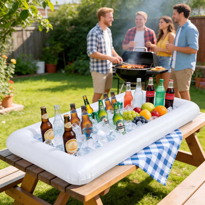 jollylife 3PCS Inflatable Cooler Serving Bars Pool Party Blow Up Coolers Food Holder Ice Tray BBQs, Picnics,Buffets Indoor Outdoor Supplies with Drain Plug Hand Pump