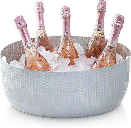 Gusto Nostro Large Beverage Tub for Parties - Metal Tub for Wine Bottles,Champagne,Beers - High Capacity Ice Bucket for Drinks - Extra Large Ice Buckets for Parties (22 qt) Outdoor Party Drink Bucket