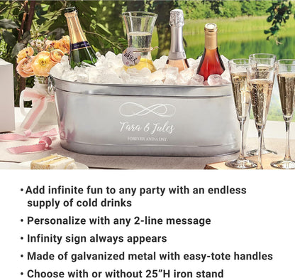 Let's Make Memories Personalized Beverage Tub - Custom Beverage Tub - Customize With Name & initial - Galvanized Drink Tub - 20 ¾"L x 11 ¾"W x 7" H - 5.5 Gallons