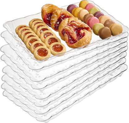 Plasticpro Plastic Serving Trays - Serving Platters Rectangle 9X13 Disposable Party Dish 4 Black Trays