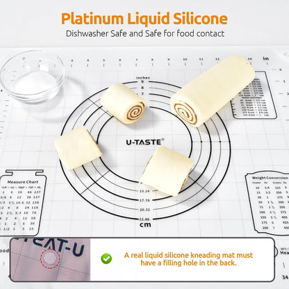 U-Taste Silicone Pastry Mat, Dough Rolling Baking Sheet, 28x20"/Transparent