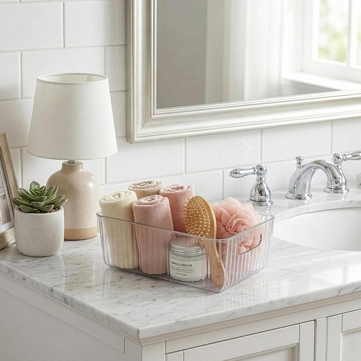 BINO | Plastic Storage Bins, X-Large | THE GATSBY COLLECTION | Clear Storage Bins for Organization | Pantry Organizers | Kitchen Organizer | Fridge & Freezer Organizer | Cabinet Plastic Containers