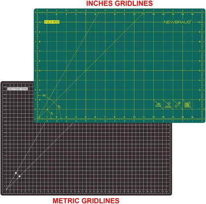 NEWBRAUG 36'' × 48'' Large Self Healing Cutting Double Sided 5-Ply Mat, Big Cutting Board for Rotary Cutting, Quilting, Sewing, Craft, Fabric & Scrapbooking(Green/Black)