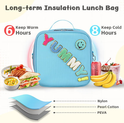 Reusable Insulated Lunch Bag for Kids Teens & Adults with Adjustable Shoulder Strap - Large Durable Lunch Bag Tote for School Travel Picnic Work - Leakproof Design Lunch Carrier (Black -3D Dinosaur)