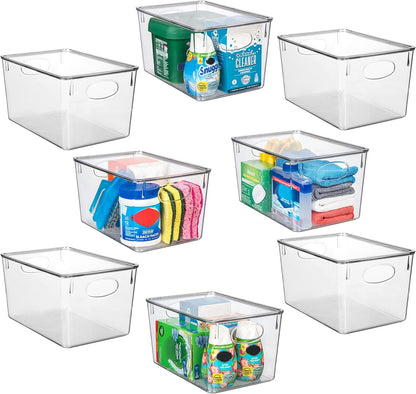 CLEARSPACE Plastic Storage Bins With lids – Perfect Kitchen Fridge Organizer, Pantry Organization, Cabinet Organizers (4 Pack)
