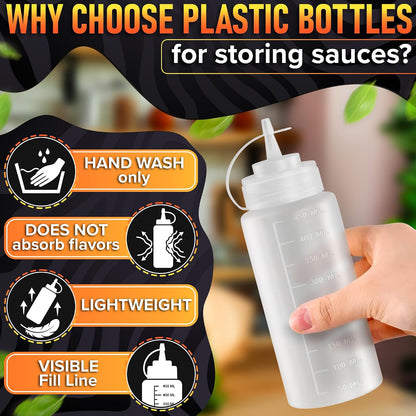 BURIUS Inverted Condiment Squeeze Bottles 16 oz for Sauces, Honey