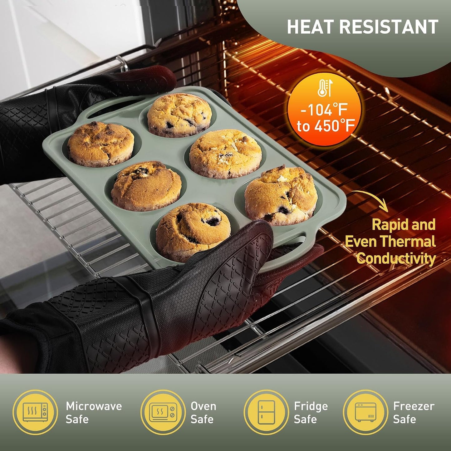 2 Packs 12 Cups Silicone Muffin Pan for Baking with Metal Reinforced Frame Regular Size Cupcake Pan Tray Egg Bites Silicone Cookie Molds Muffin Tin Tart Pans Sheet Set for Oven Dishwasher Safe