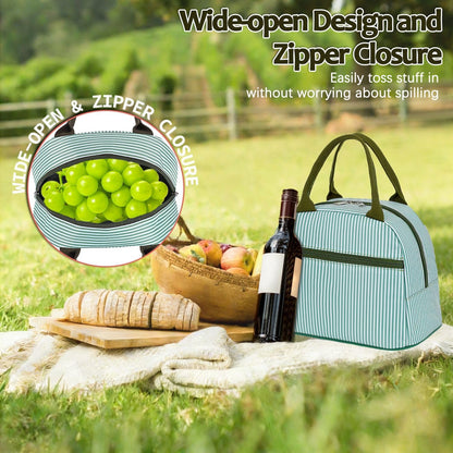 GYEUKHAM Lunch Bag Women, Lunch Box for Adult Men Kids Girls, Small Cute Lunchbox Tote Large Capacity Insulated Lunch Container Cooler for Work School Picnic Travel, Black White Stripes