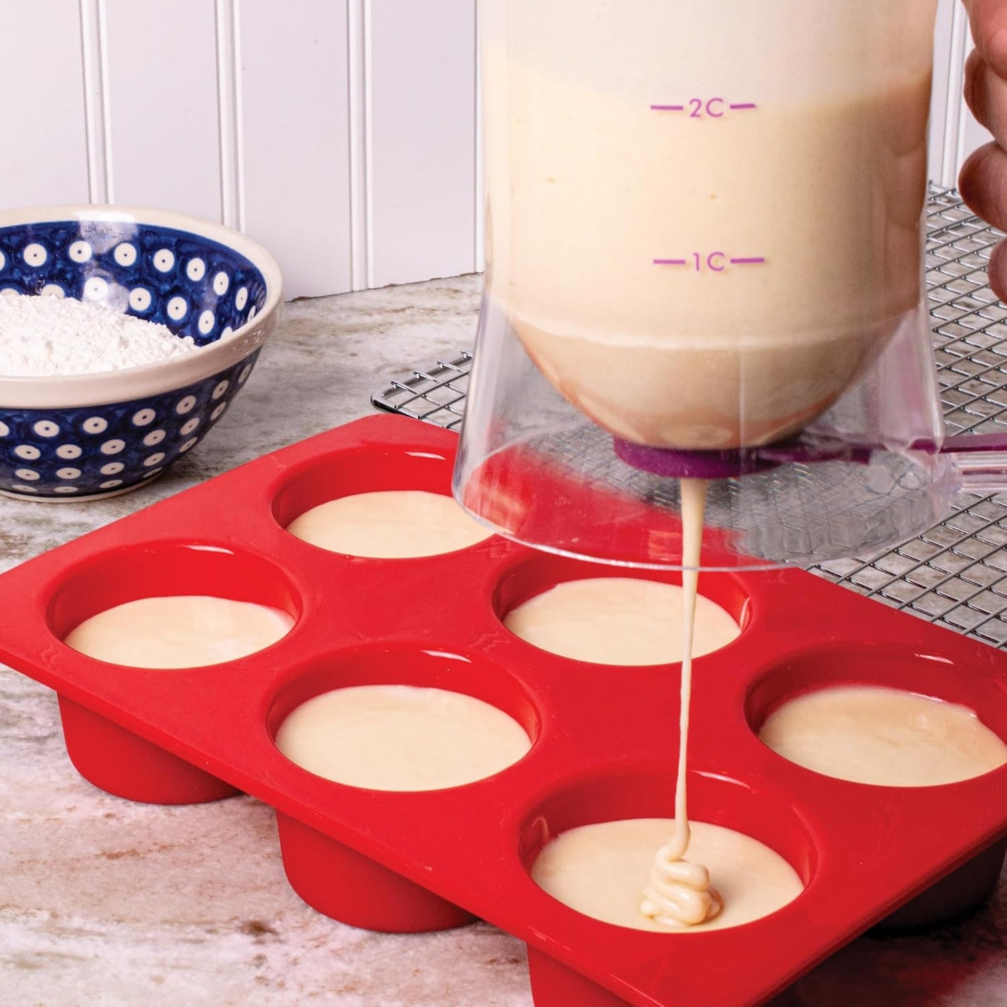 Mrs. Anderson's Baking Silicone 12-Cup Muffin Pan Baking Mold, BPA Free, Non-Stick European-Grade Silicone, 13.5 x 10 x 1.25-Inches